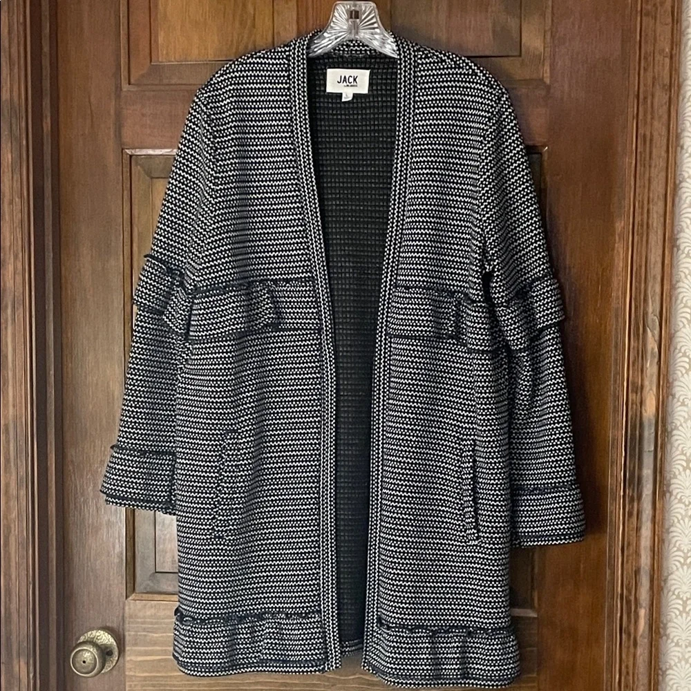 Jack by BB Dakota cardigan, black and white stretch, L, excellent condition - Picture 1 of 15